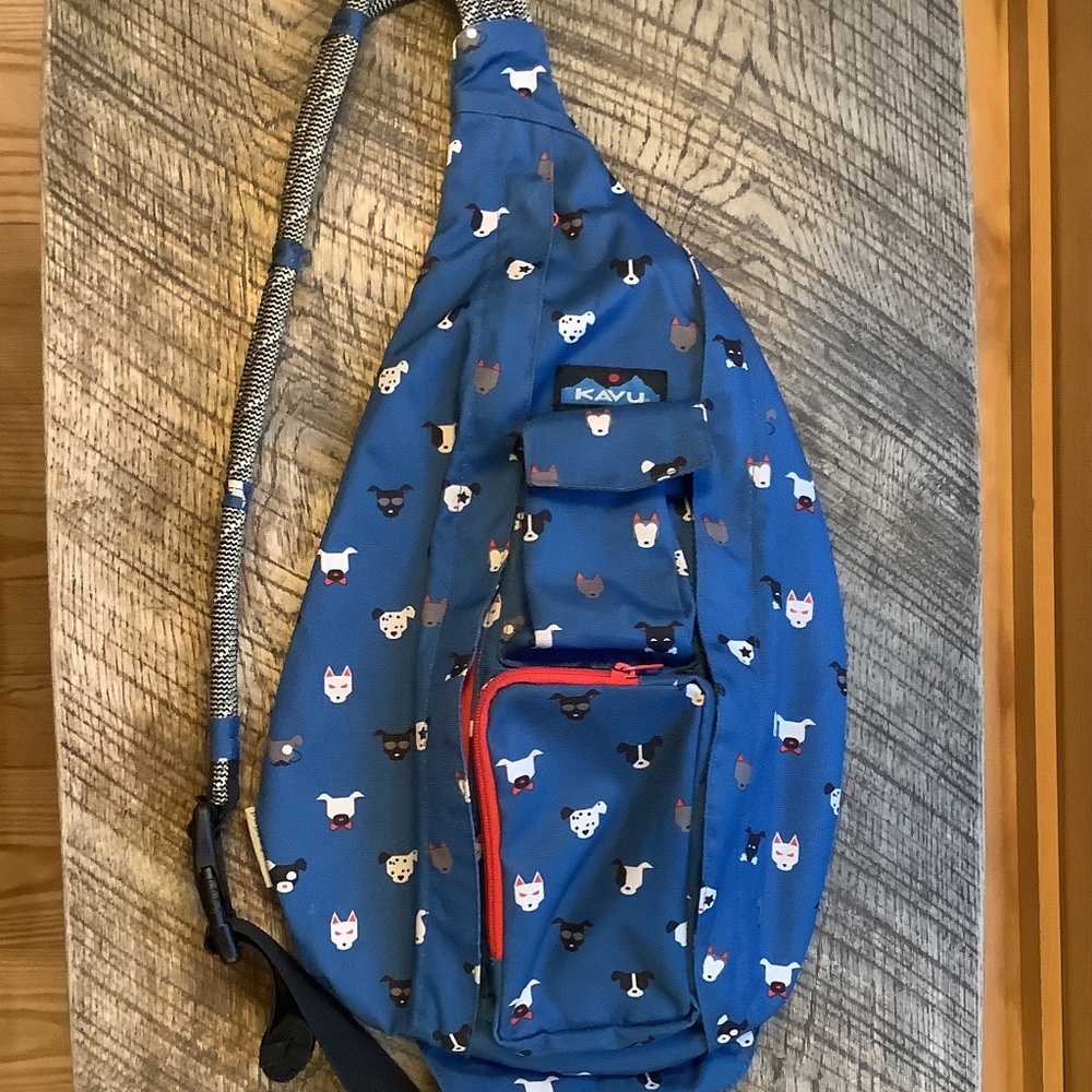 Kavu Dark Blue Puppytude REI Co-Op Special Edition Rope Sling Bag EUC